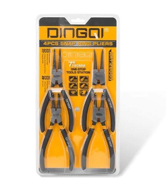 ست 4 عددی انبر خار بازکن/جمع کن صاف و کج 7 اینچ BLACK PRO دینگی DINGQI مدل 28005